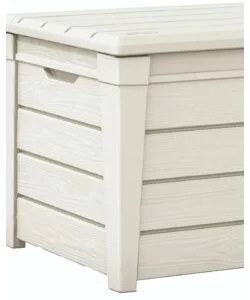 Baule da esterno keter "brightwood pool box" in resina bianco 454 lt 145x69,7x60,3 cm